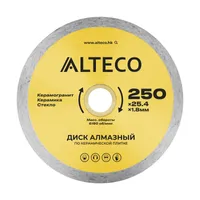 Диск алмазный по керамической плитке ALTECO 250x25.4x1.8мм