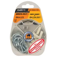 Дюбель ЕВРОПАРТНЕР MULTI 6 + крюк-шуруп d4.2ХL50ZN 12шт. RB20146