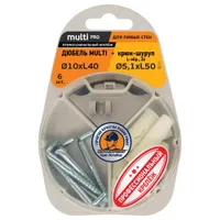 Дюбель ЕВРОПАРТНЕР MULTI 10 + крюк-шуруп L-образный d5.1XL50 ZN 6шт. RB2 0168