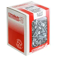 Саморезы для тонких пластин Стройбат белый цинк 4.2x32мм 750шт. 189280