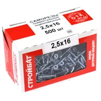 Саморезы универсальные Стройбат белый цинк 2.5x16мм 500шт. 037801