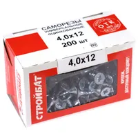 Саморезы универсальные Стройбат белый цинк 4x12мм 200шт. 075351