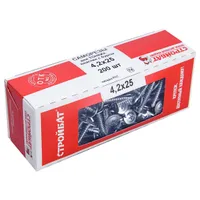 Саморезы для тонких пластин с буром Стройбат белый цинк 4.2x25мм 200шт. 005121