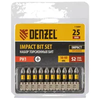 Набор бит DENZEL PH1x25мм 10шт. 11684