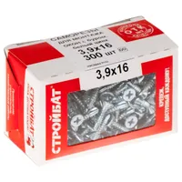 Саморезы для монтажа окон с буром Стройбат 3.9х16мм 300шт. 275410