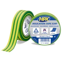Изолента HPX 5200 19мм*10м желто-зеленая IE1910