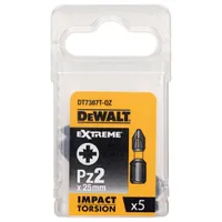 Биты ударные DEWALT "EXTREME" IMPACT TORSION PZ2 25мм 5шт. DT7387T-QZ