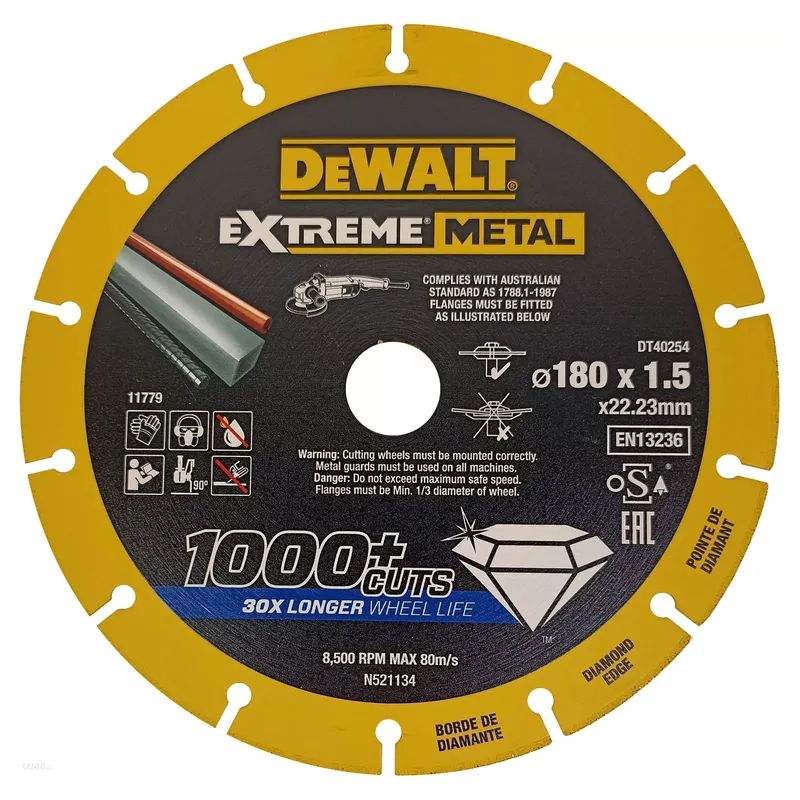 Диск отрезной алмазный по металлу DeWALT "EXTREME" METAL 180х1.5х22.23мм DT40254-QZ