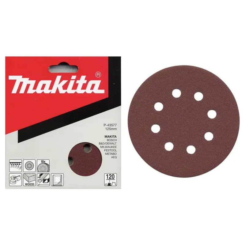 Шлифовальный диск с липучкой Makita P100 125мм 10шт. P-43561