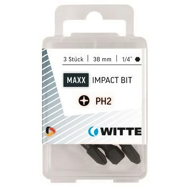 Бита торсионная WITTE PH 2 x 38 мм 1/4" E6.3 IMPACT 3 шт 428556200