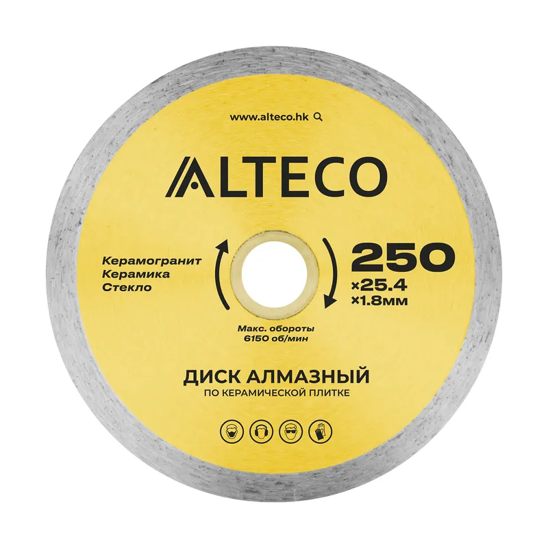 Диск алмазный по керамической плитке ALTECO 250x25.4x1.8мм