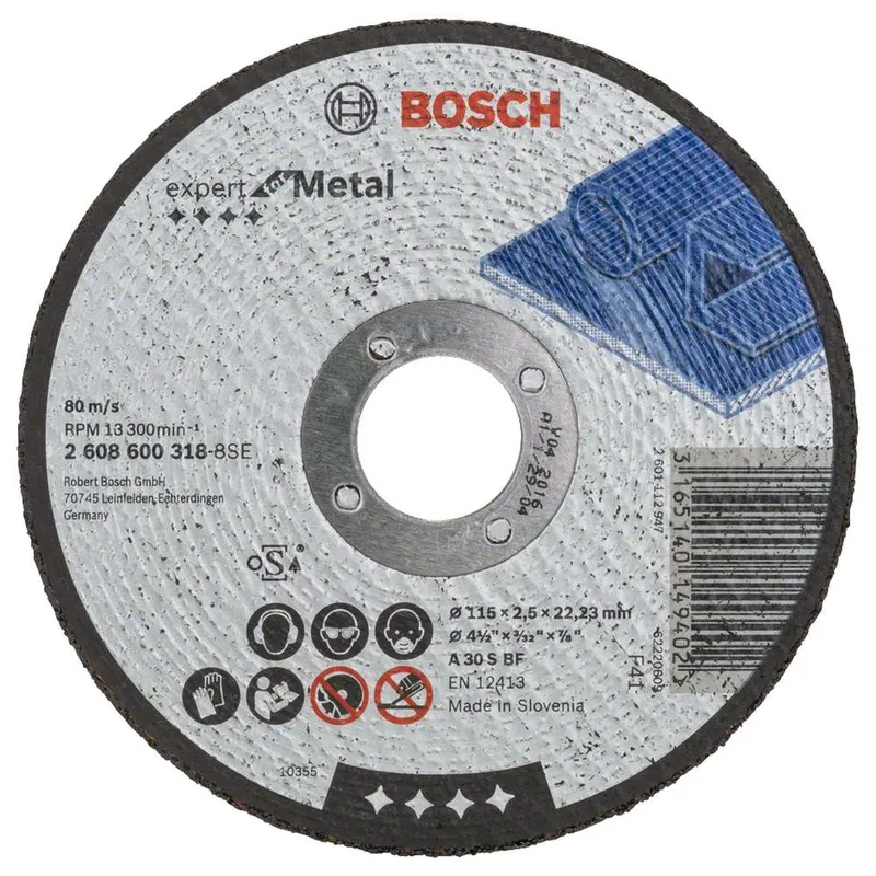 Диск отрезной по металлу Bosch 115х2.5х22мм 2608600318