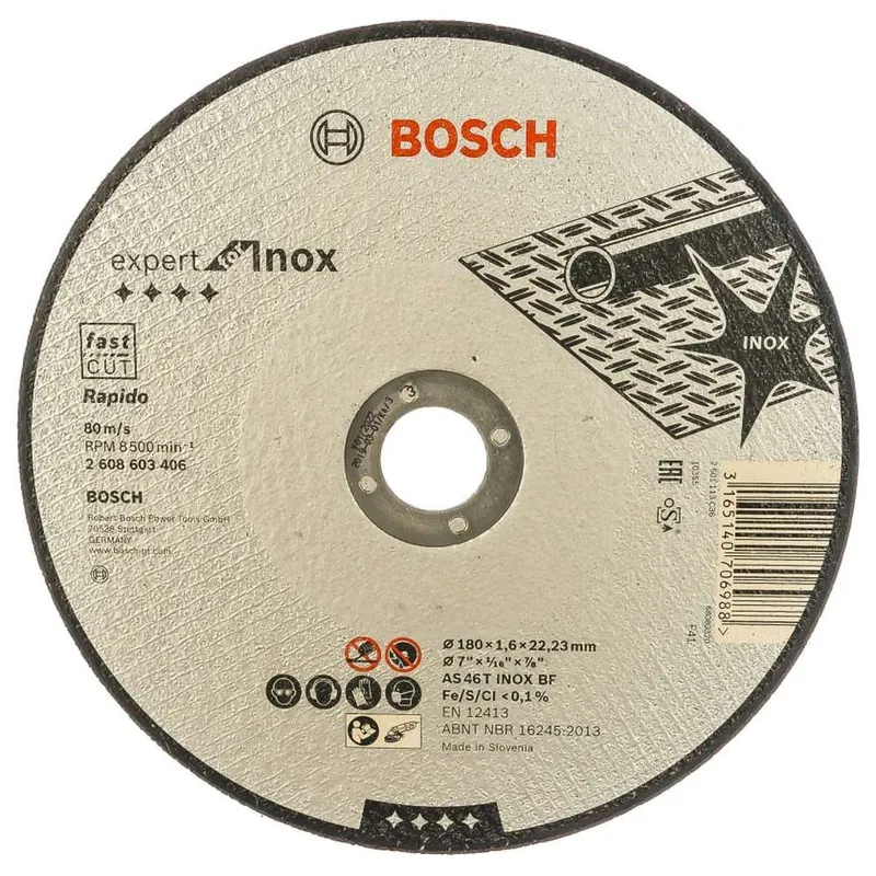 Диск отрезной по металлу Bosch 180x22.2х1.6мм 2608603406