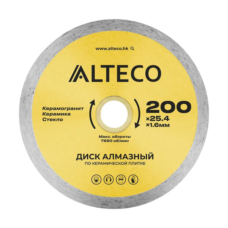 Диск алмазный по керамической плитке ALTECO 200x25.4x1.6мм