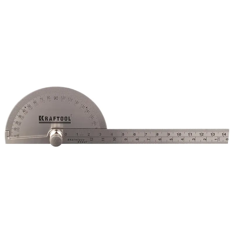 Транспортир KRAFTOOL Protractor из нержавеющей стали 145мм 34290