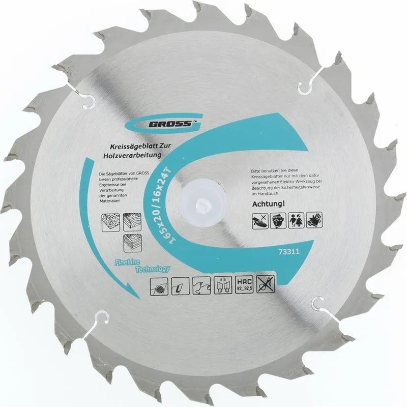 Диск пильный по дереву GROSS 165х20/16х24T 73311