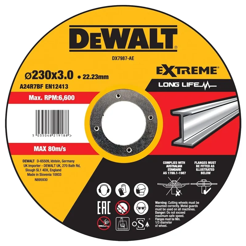 Диск отрезной по металлу DeWALT "EXTREME" 230х22.2х3мм DX7987-AE