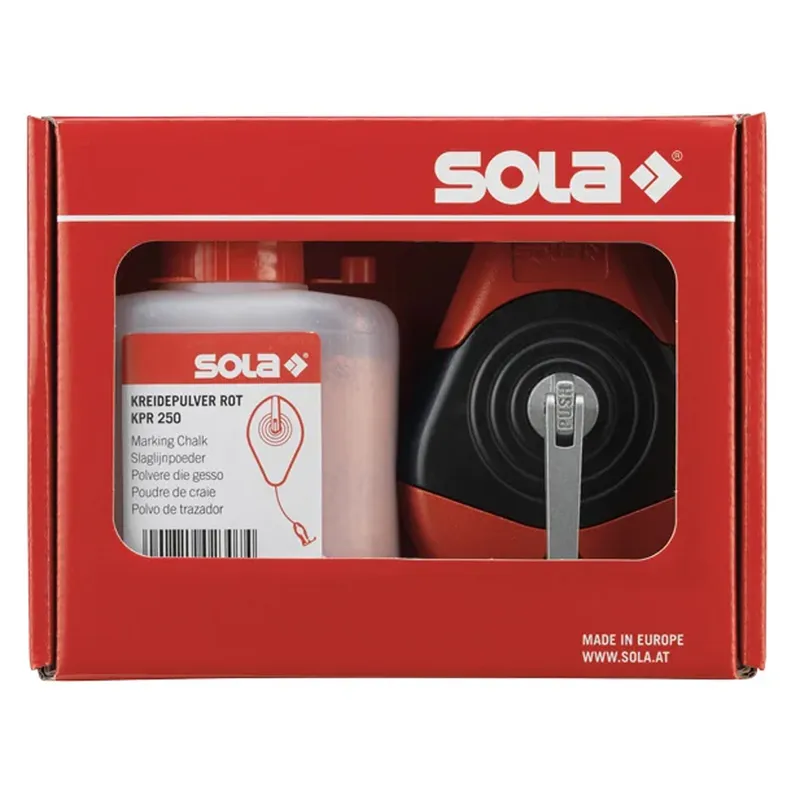 Шнур малярный для отбивки и порошок меловый красный SOLA CLP 30 SET R 66110642
