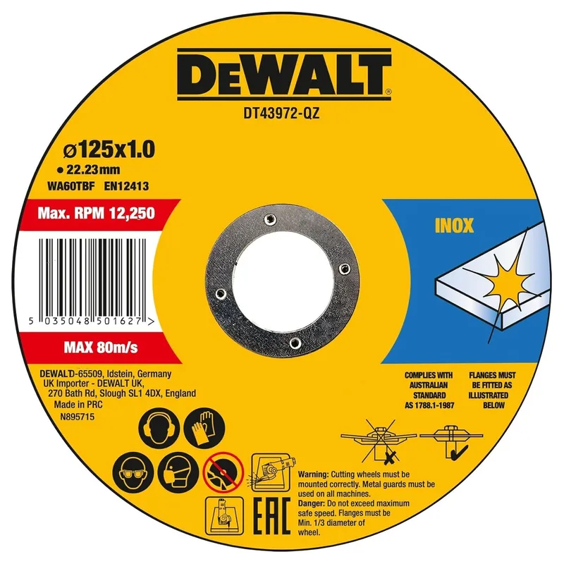 Диск отрезной по металлу DeWALT 125х22.2х1мм 10шт. DT43972-QZ