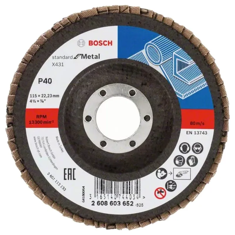 Круг лепестковый торцевой Bosch 115х22.2мм K40 2608603652