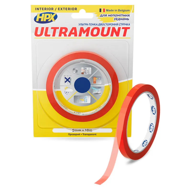 Тонкая монтажная лента HPX ULTRA MOUNT 9мм*10м прозрачная UM0910