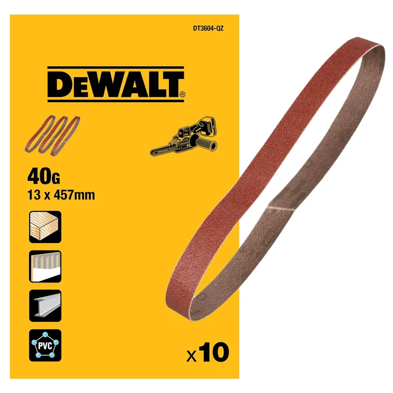 Лента шлифовальная DeWALT 13х457мм 40G 10шт. DT3604-QZ