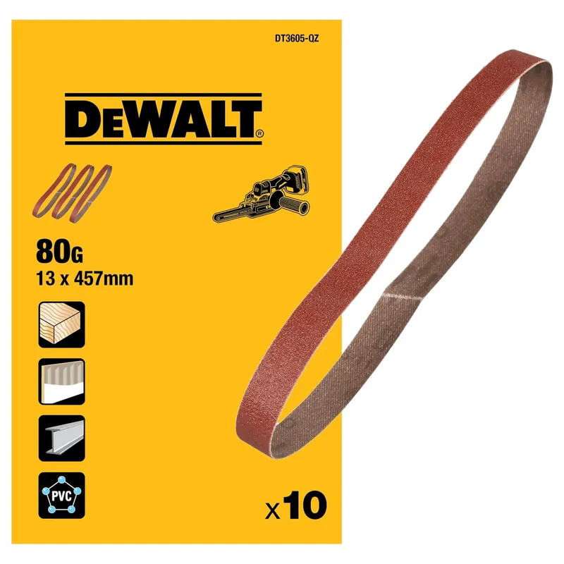 Лента шлифовальная DeWALT 13х457мм 80G 10шт. DT3605-QZ