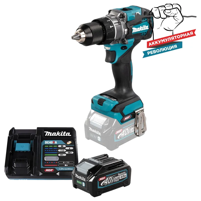 Аккумуляторная ударная дрель-шуруповерт Makita "XGT" HP001GZM101