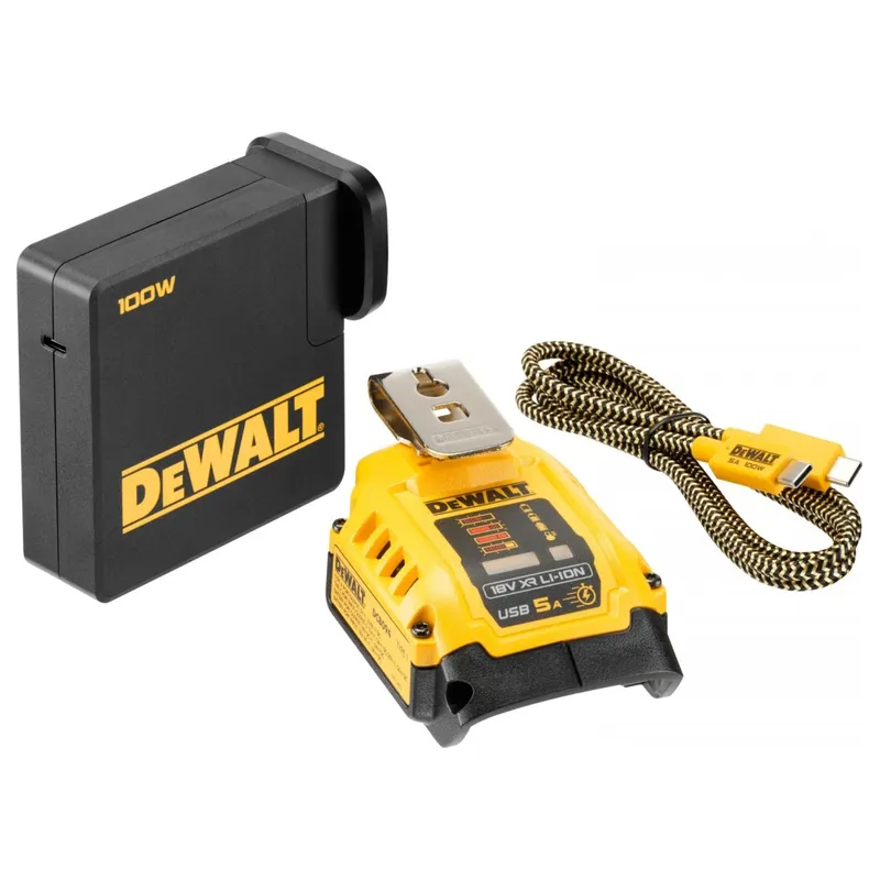 Зарядное устройство комбинированное + USB-C кабель DeWALT "XR" 18V 2.4-5А 100W Li-ion DCB094K-QW