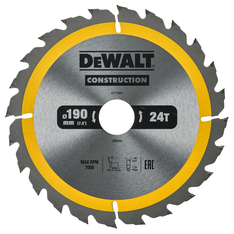 Диск отрезной по дереву DeWALT CONSTRUCTION 190х1.2х30мм DT1944-QZ