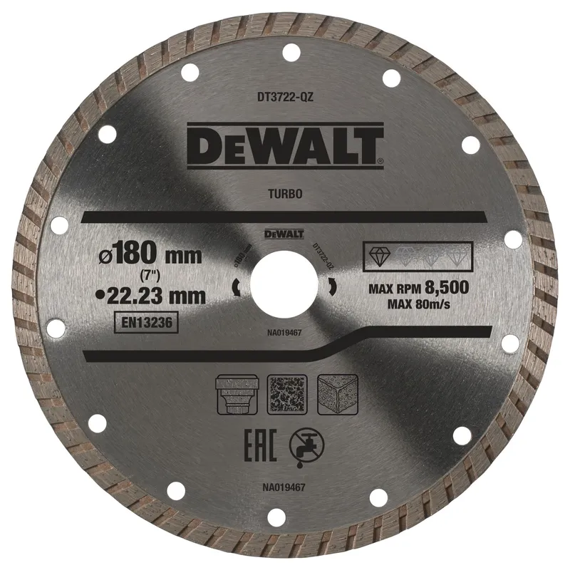 Диск отрезной алмазный универсальный DeWALT 180х2.4х22.2мм DT3722-QZ