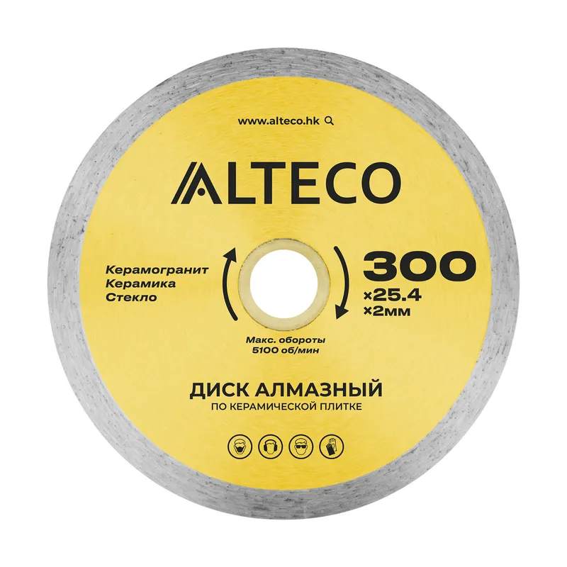 Диск алмазный по керамической плитке ALTECO 300x25.4x2мм