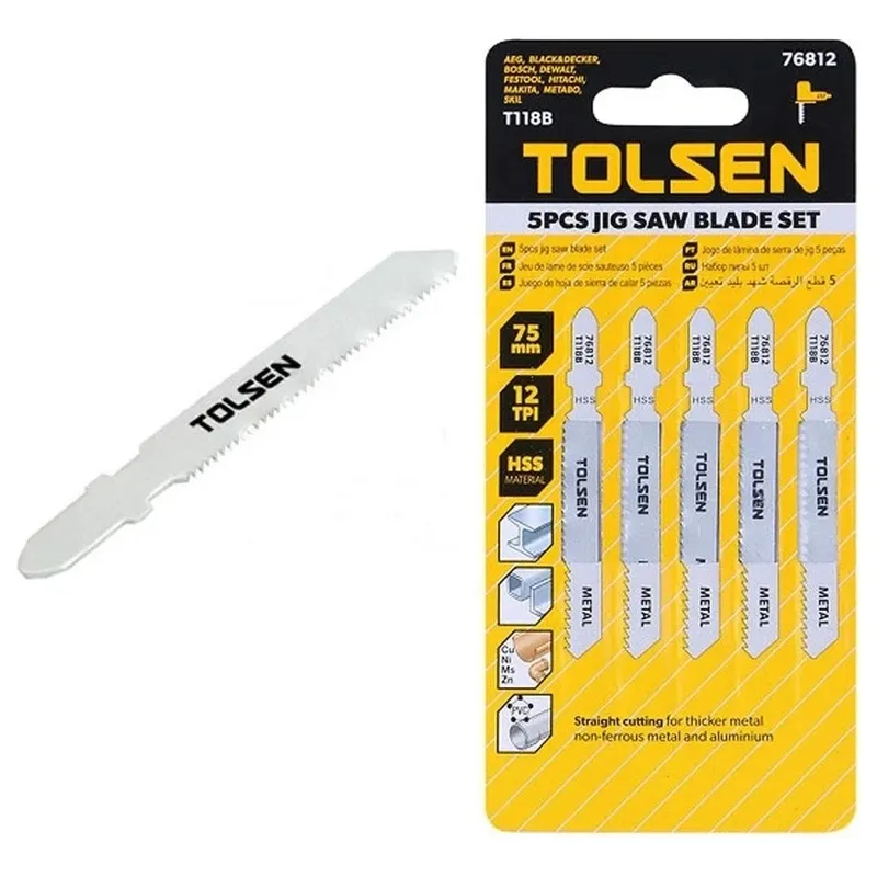 Набор пилок для лобзика Tolsen HSS T118B 5шт. 76812