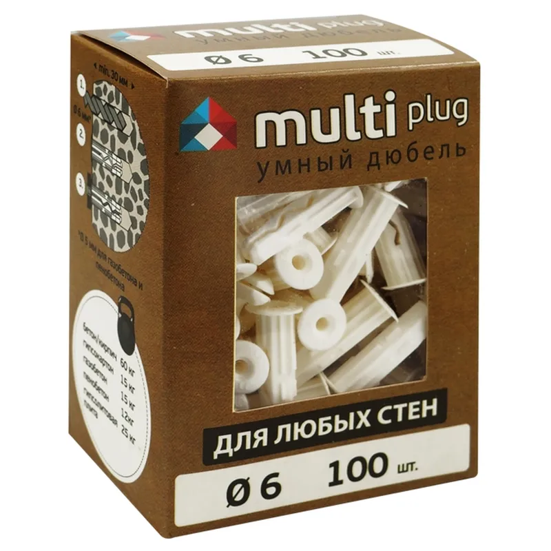 Дюбель универсальный ЕВРОПАРТНЕР MULTI plug 6х25мм 100шт. 76091196