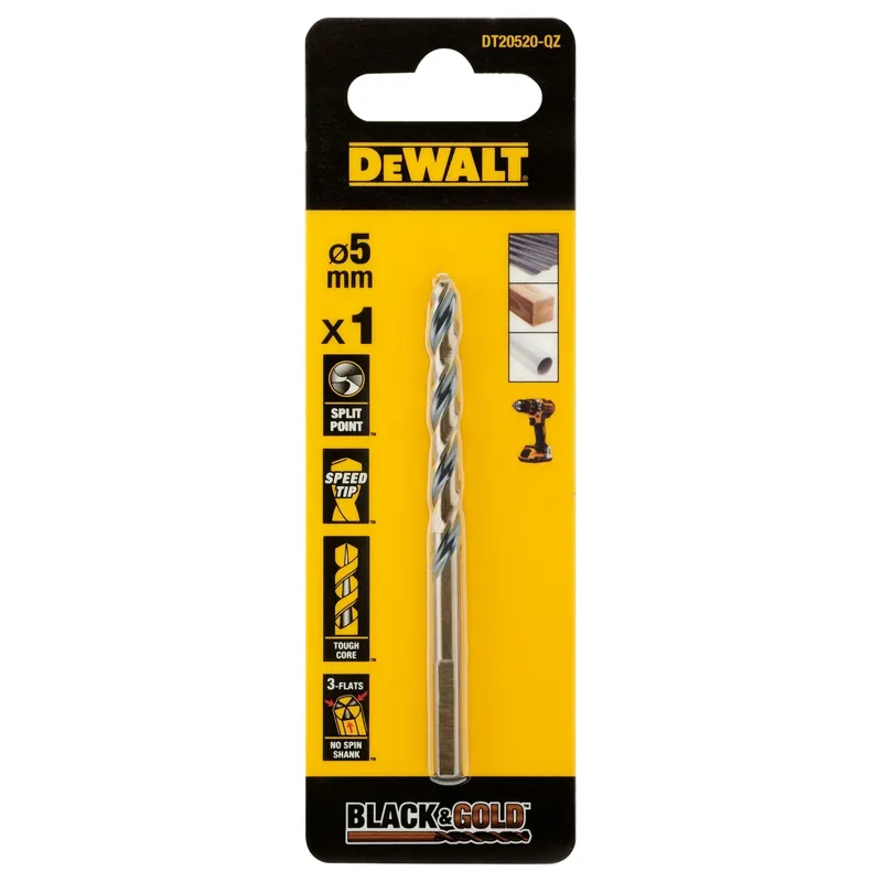 Сверло по металлу DeWALT "BLACK & GOLD" 5х52х86мм DT20520-QZ