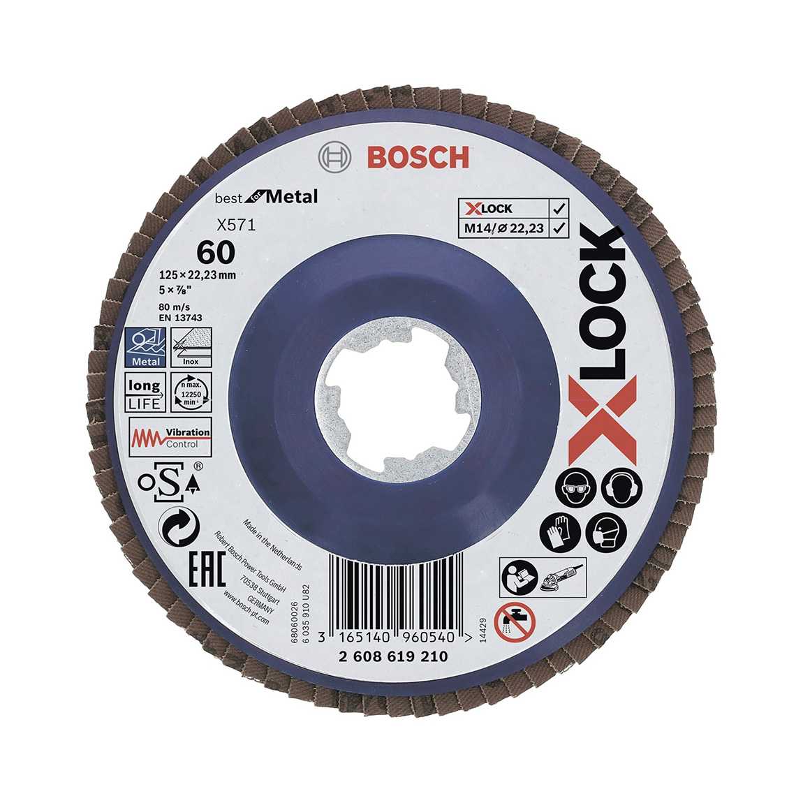 Лепестковый круг Bosch 125*G60 X-LOCK 2608619210
