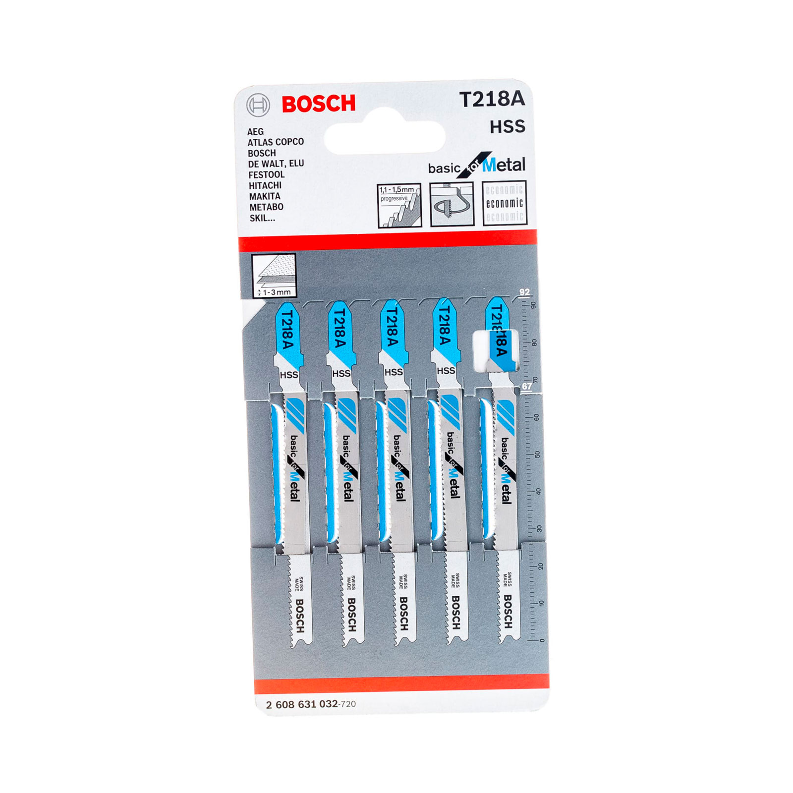 Набор пилок для лобзика Bosch T218A 5шт. 2608631032