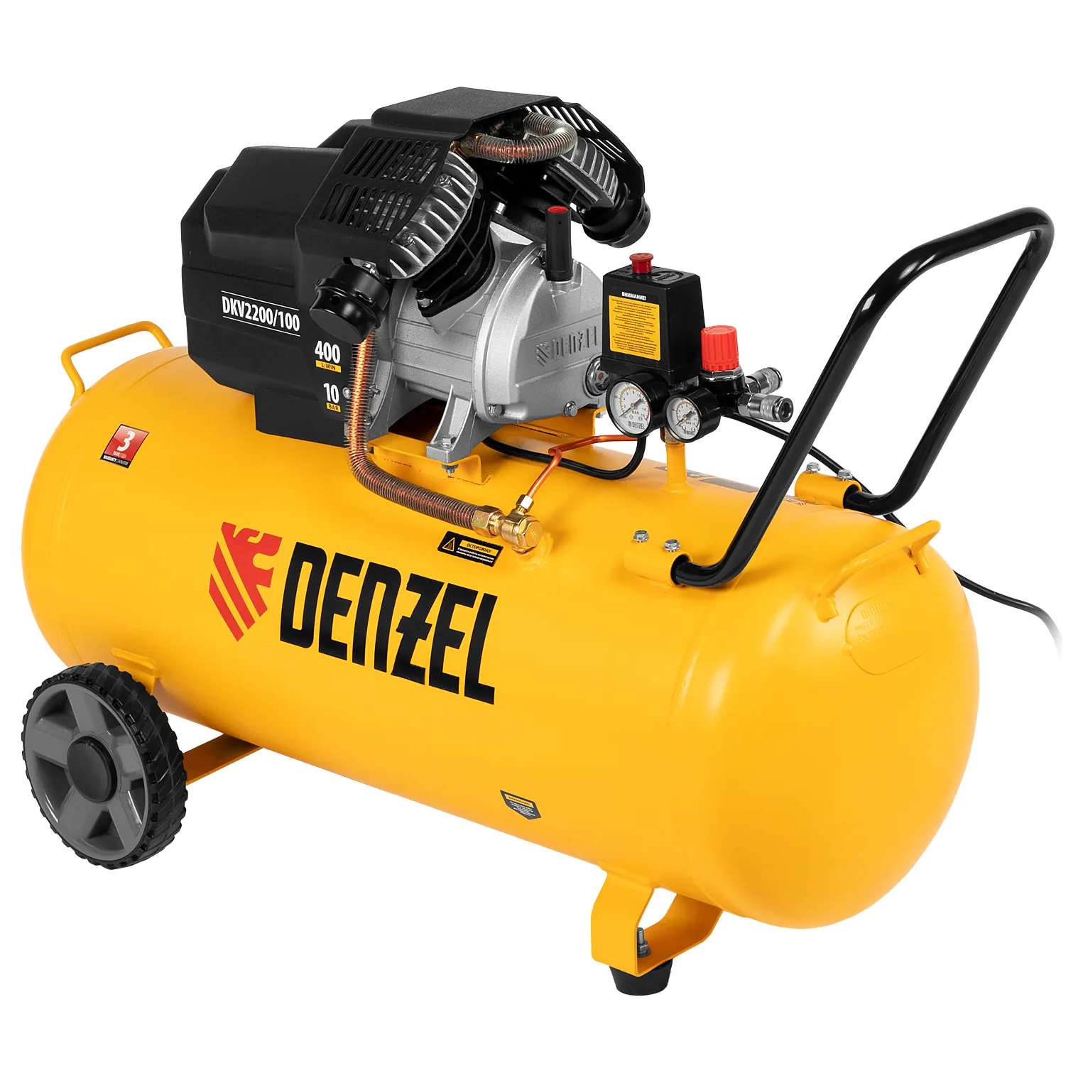 Воздушный компрессор Denzel DKV2200/100 Х-PRO 2.2кВт 400л/мин 100л 58079
